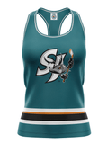 San Jose Barracuda Teal Alternate Women's Racerback Hockey Tank - FRONT