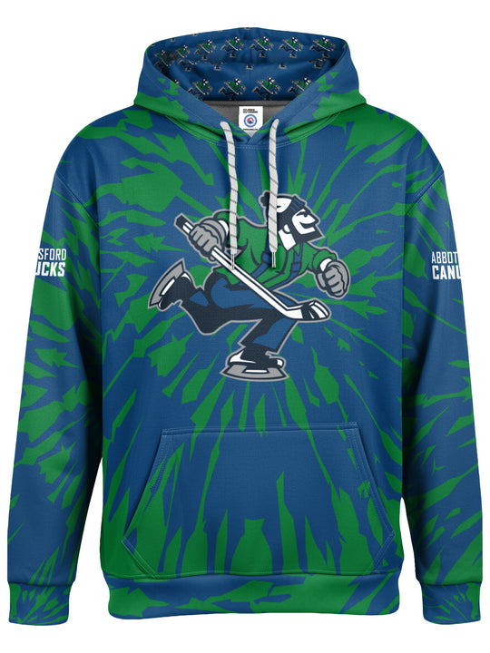 Bench Clearers Abbotsford Canucks Tie-Dye Hockey Hoodie - 3D FRONT