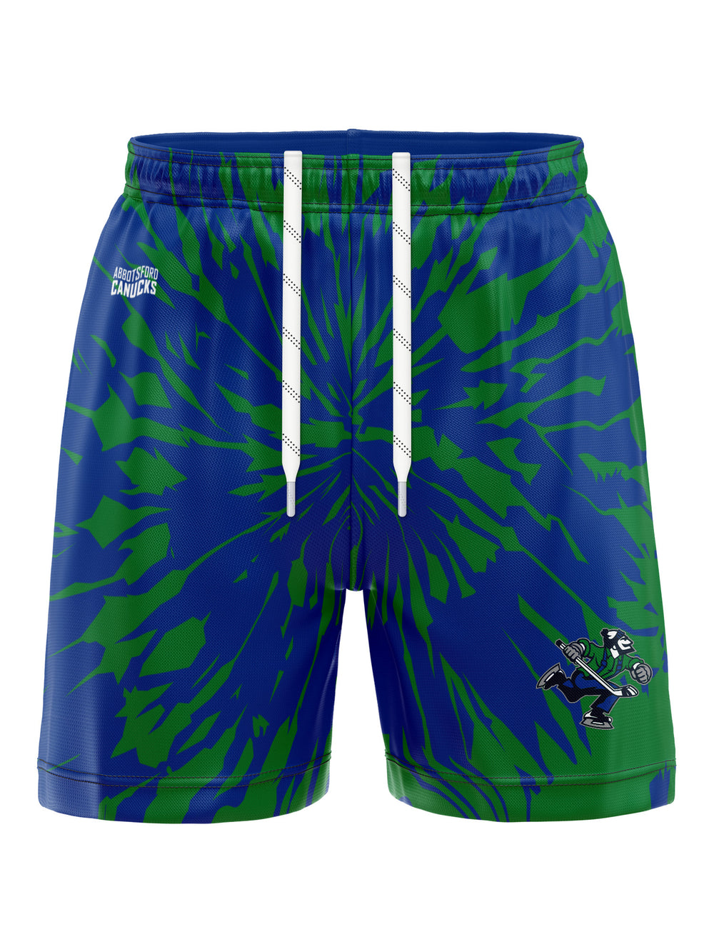 Bench Clearers Abbotsford Canucks Tie-Dye Hockey Shorts - 3D FRONT