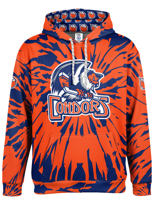 Bench Clearers Bakersfield Condors Tie-Dye Hockey Hoodie - 3D FRONT