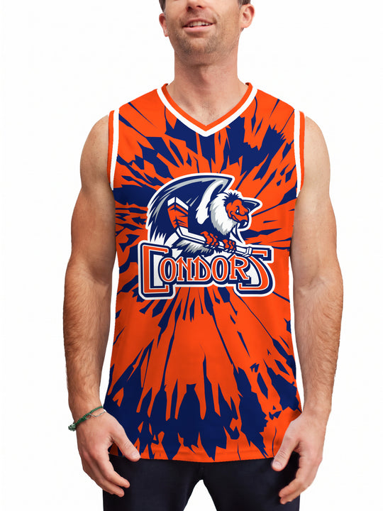 Model wearing the Bench Clearers Bakersfield Condors Tie-Dye Hockey Tank - front view