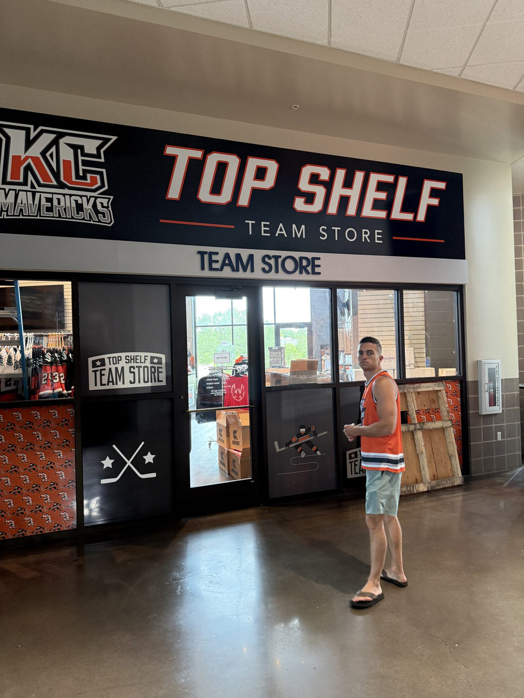 Bench Clearers Kansas City Mavericks hockey tank at the Top Shelf Team Store, Cable Dahmer Arena