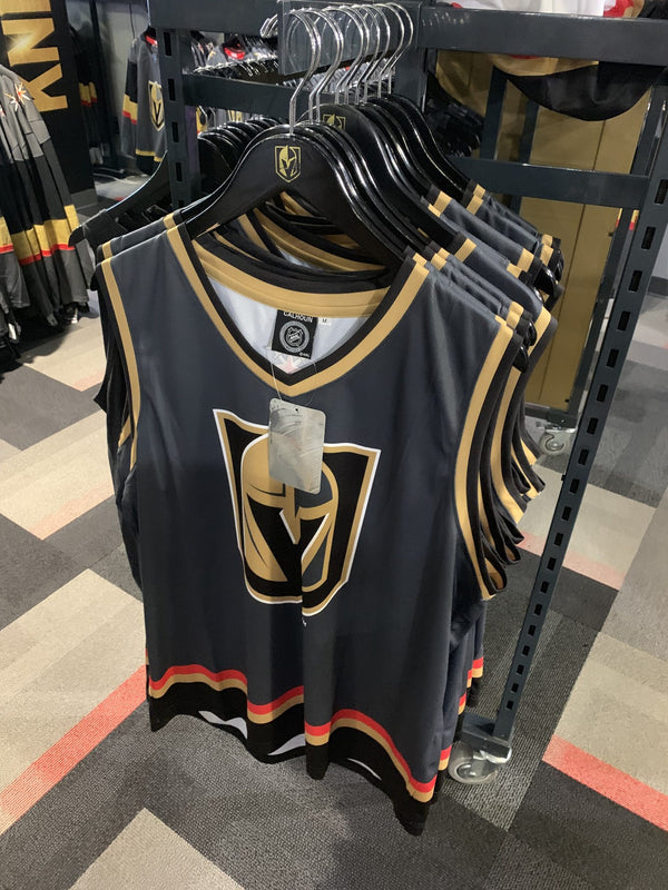 Bench Clearers Vegas Golden Knights gray hockey tank on the rack at The Arsenal