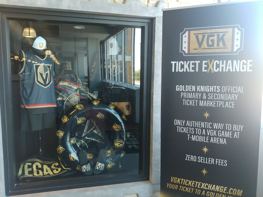Bench Clearers Vegas Golden Knights hockey tank in The Arsenal window display