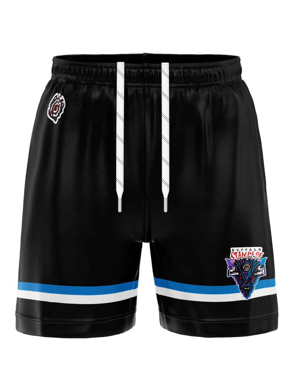 Bench Clearers Buffalo Stampede Hockey Shorts - 3D FRONT