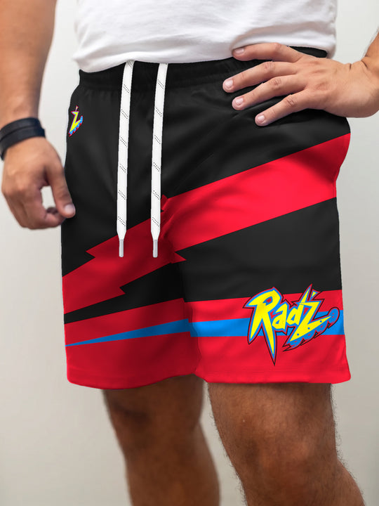 Model wearing the Bench Clearers Calgary Rad'z Hockey Shorts - front view