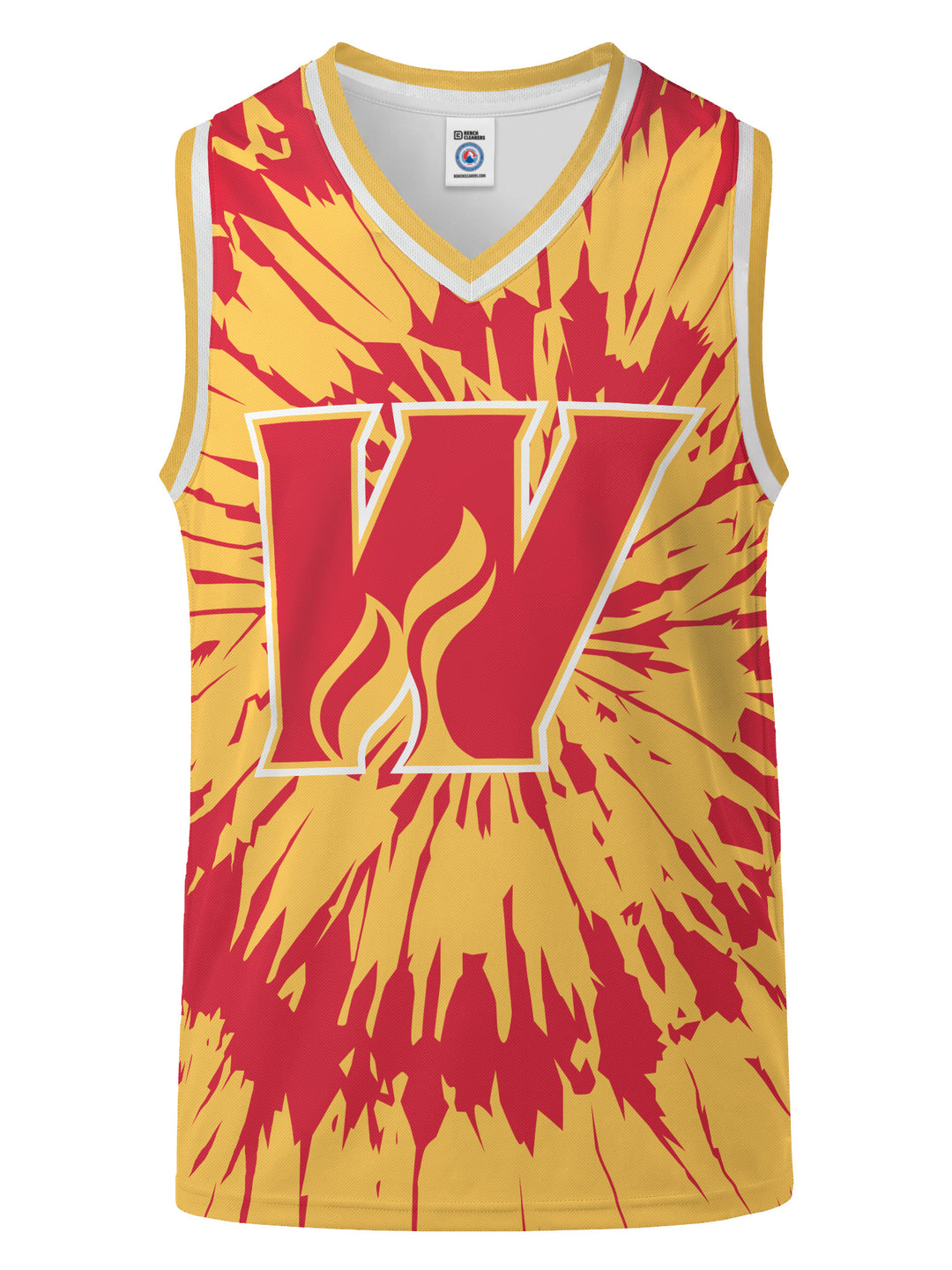Bench Clearers Calgary Wranglers Tie-Dye Hockey Tank - 3D FRONT