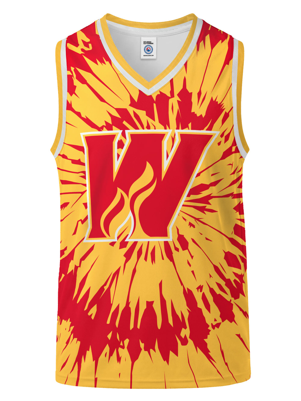 Bench Clearers Calgary Wranglers Tie-Dye Youth Hockey Tank - 3D FRONT