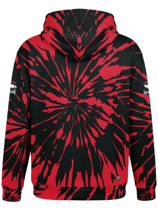 Bench Clearers Charlotte Checkers Tie-Dye Hockey Hoodie - 3D BACK