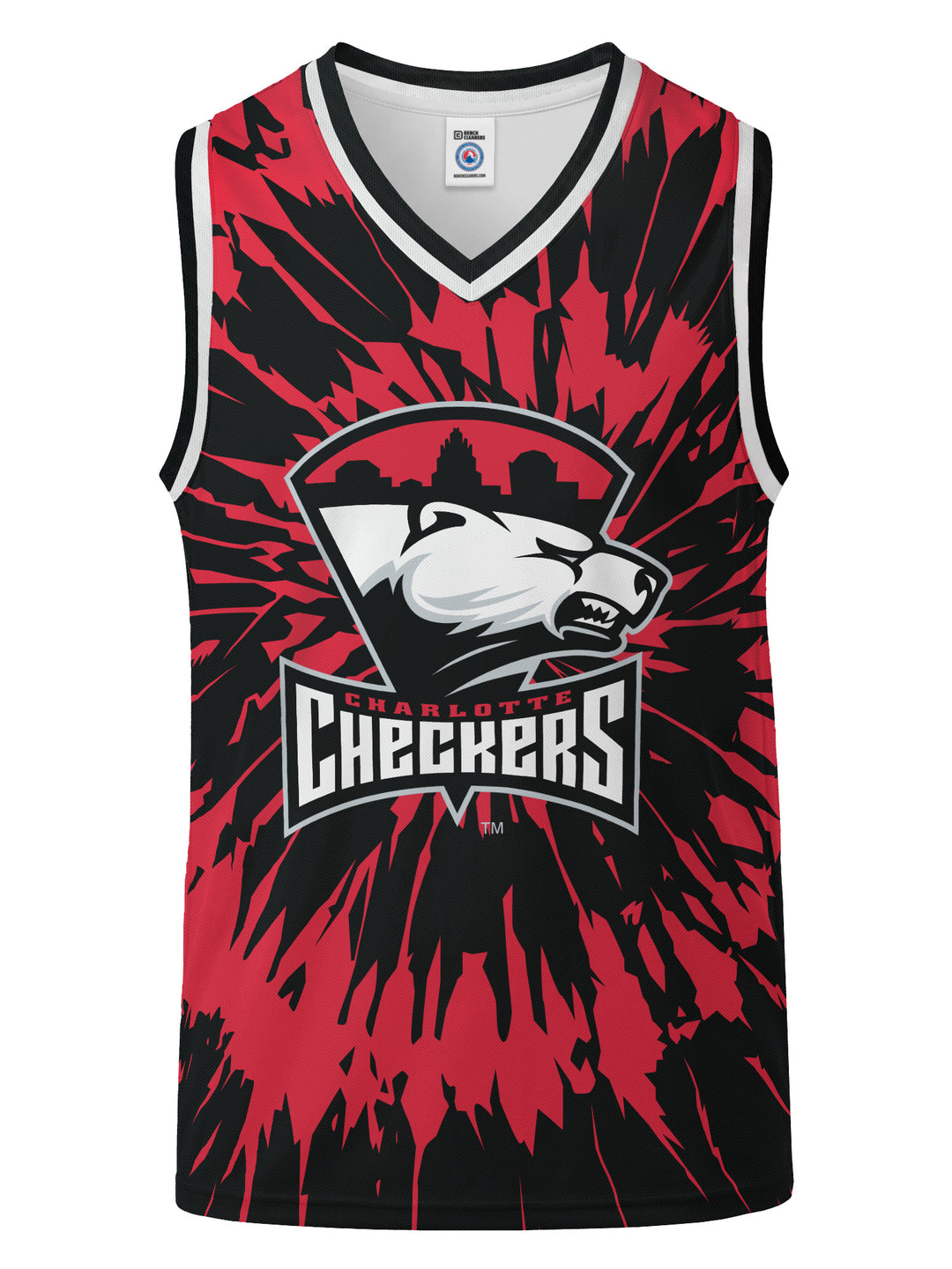 Bench Clearers Charlotte Checkers Tie-Dye Hockey Tank - 3D FRONT