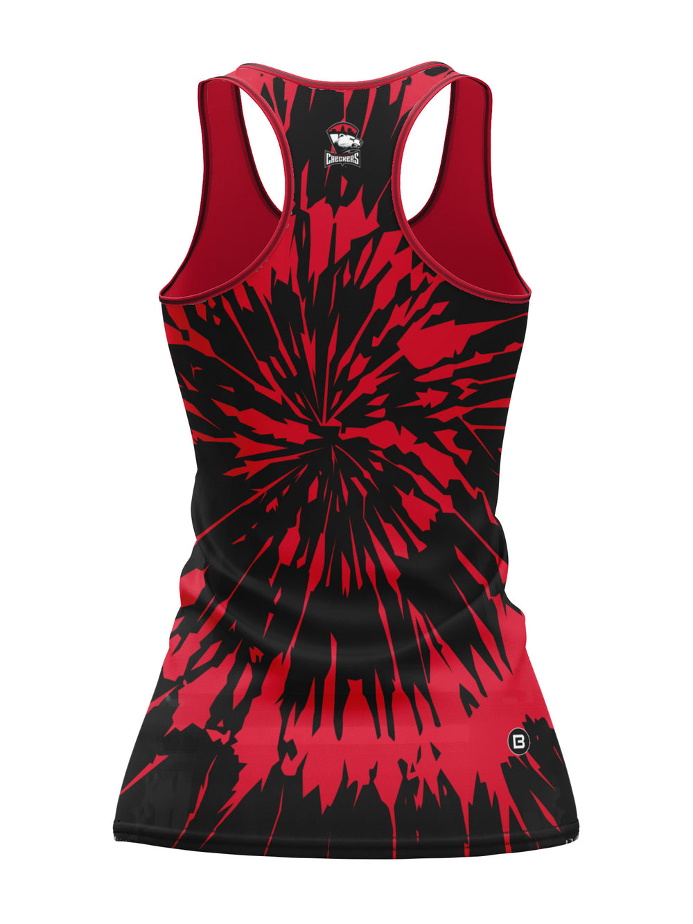 Bench Clearers Charlotte Checkers Tie-Dye Women's Racerback Hockey Tank - 3D BACK