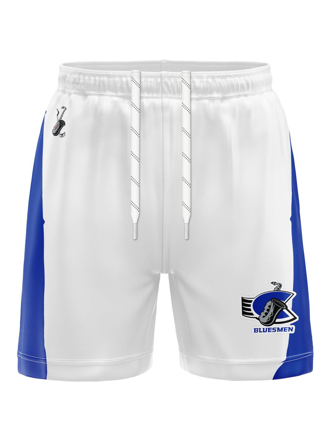 Bench Clearers Chicago Bluesmen Away Hockey Shorts - 3D FRONT