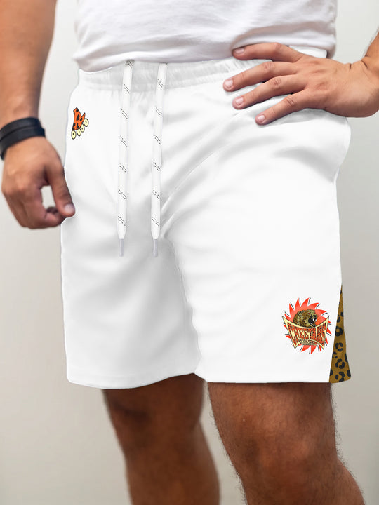 Model wearing the Bench Clearers Chicago Cheetahs Away Hockey Shorts - front view