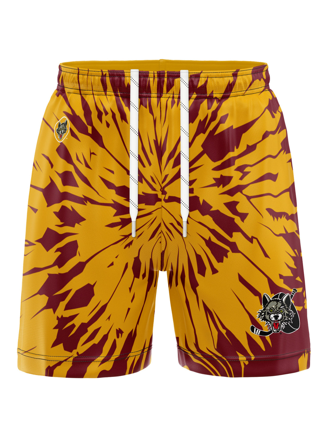 Bench Clearers Chicago Wolves Tie-Dye Hockey Shorts - 3D FRONT