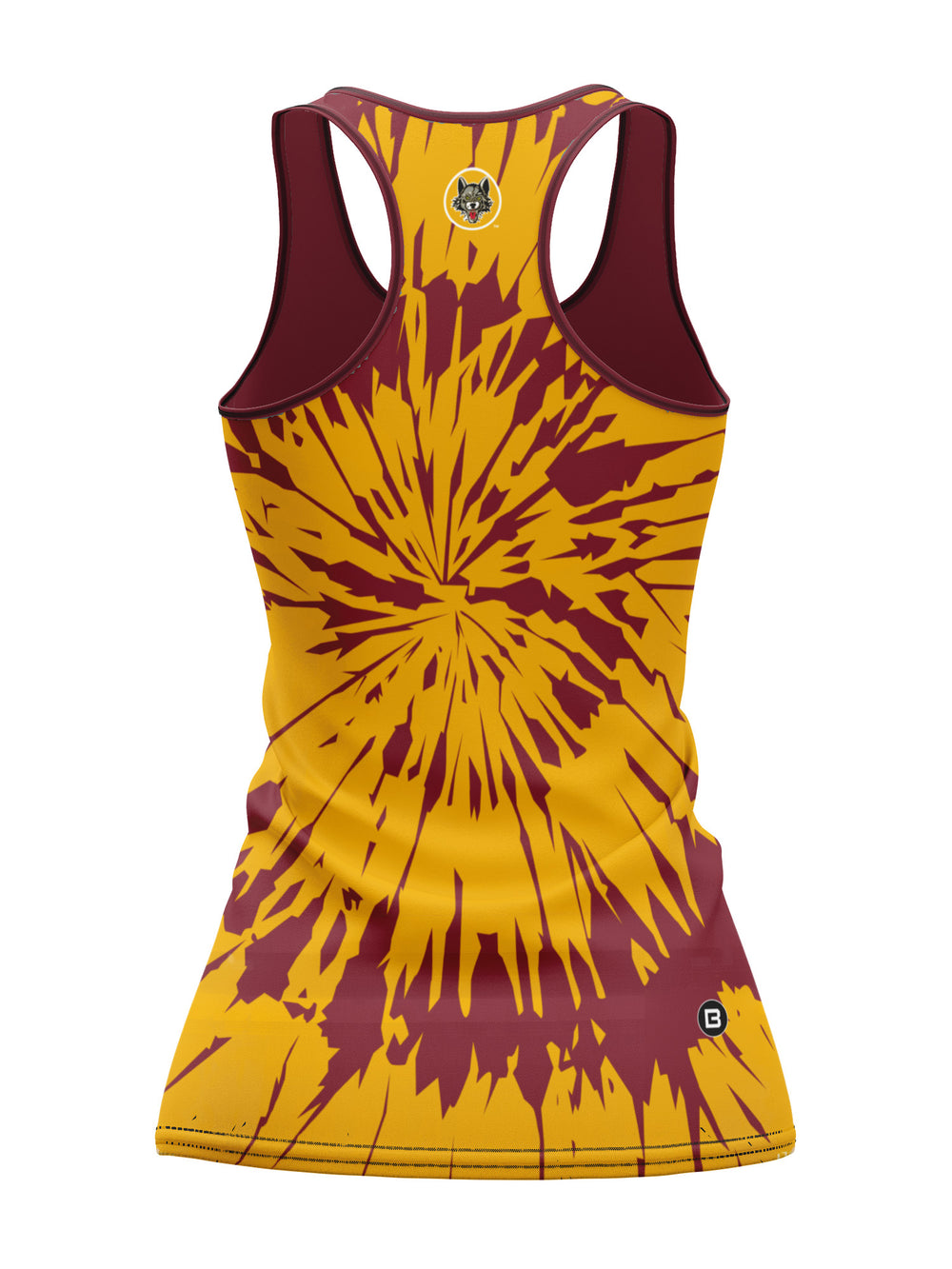 Bench Clearers Chicago Wolves Tie-Dye Women's Racerback Hockey Tank - 3D BACK