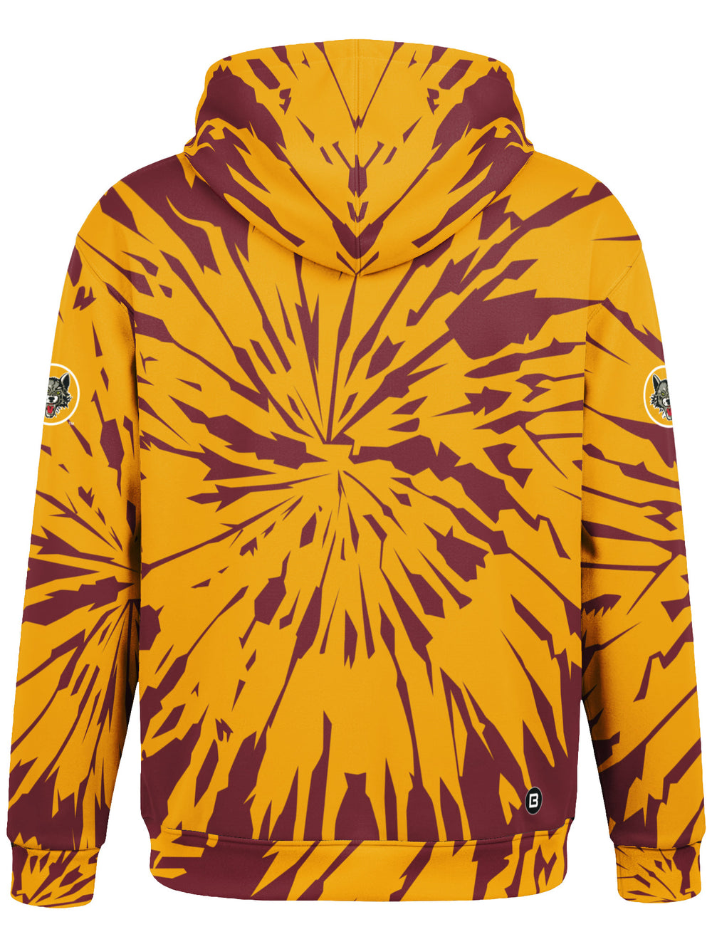 Bench Clearers Chicago Wolves Tie-Dye Youth Hockey Hoodie - 3D BACK