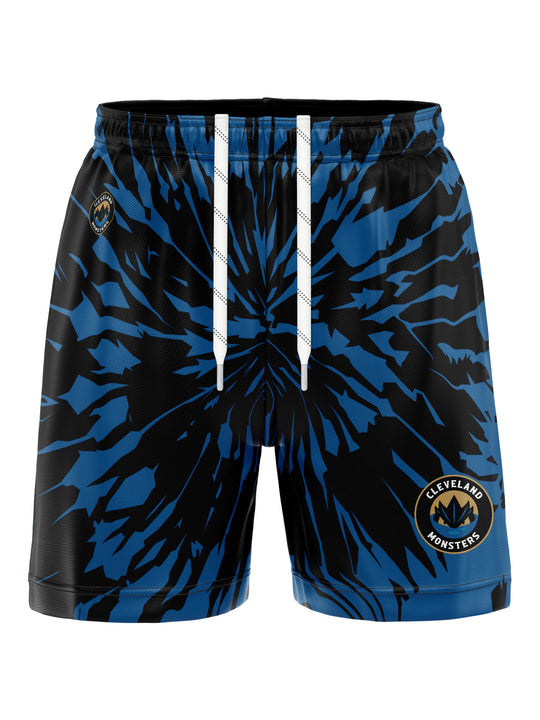 Bench Clearers Cleveland Monsters Tie-Dye Hockey Shorts - 3D FRONT