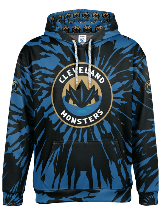 Bench Clearers Cleveland Monsters Tie-Dye Youth Hockey Hoodie - 3D FRONT