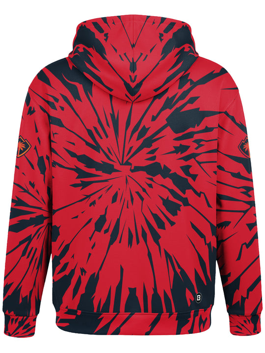 Bench Clearers Coachella Valley Firebirds Tie-Dye Hockey Hoodie - 3D BACK