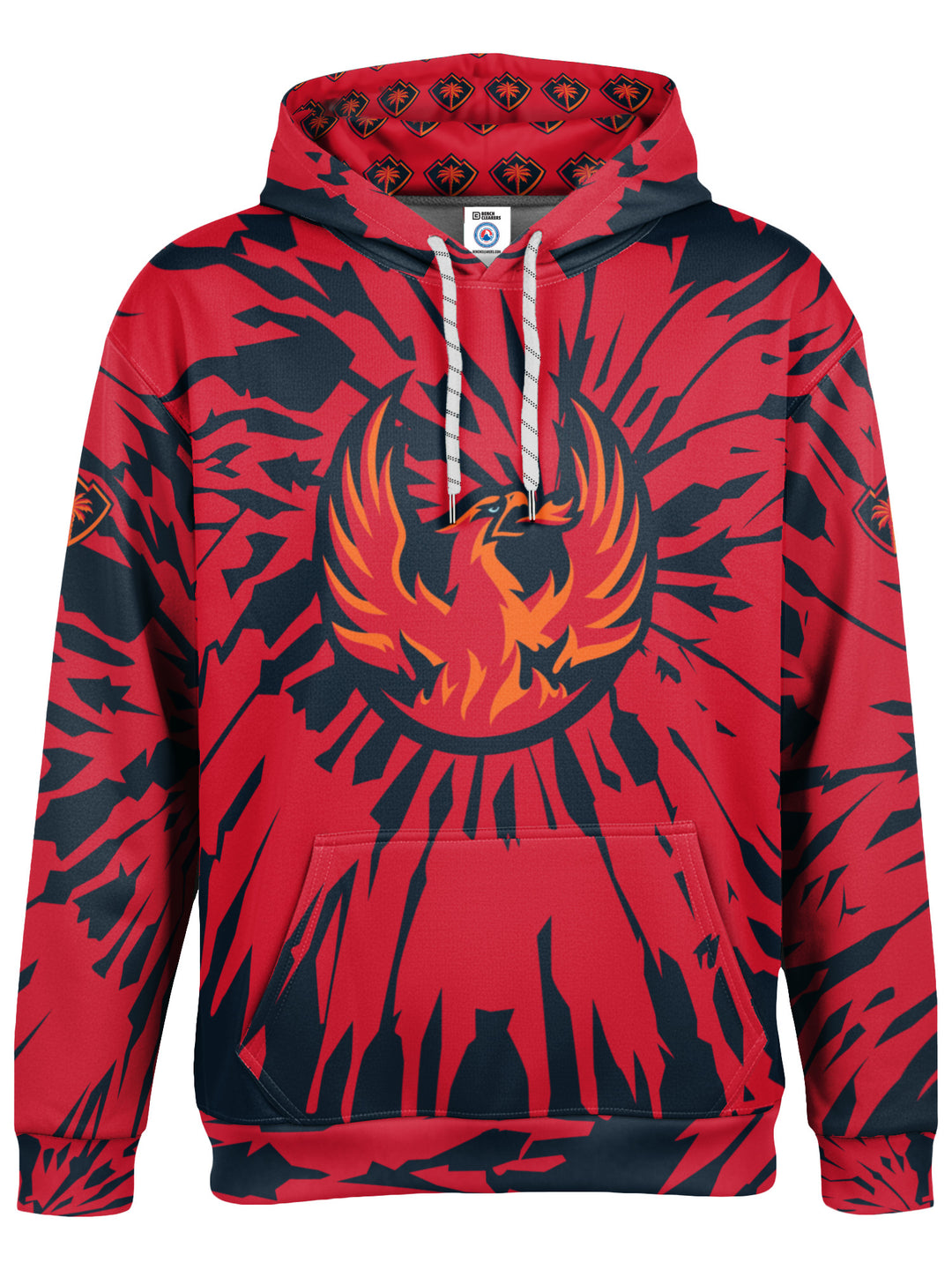 Bench Clearers Coachella Valley Firebirds Tie-Dye Hockey Hoodie - 3D FRONT