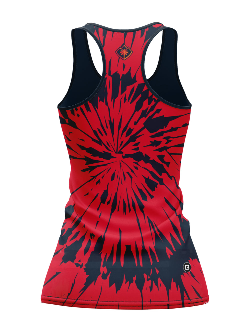 Bench Clearers Coachella Valley Firebirds Tie-Dye Women's Racerback Hockey Tank - 3D BACK