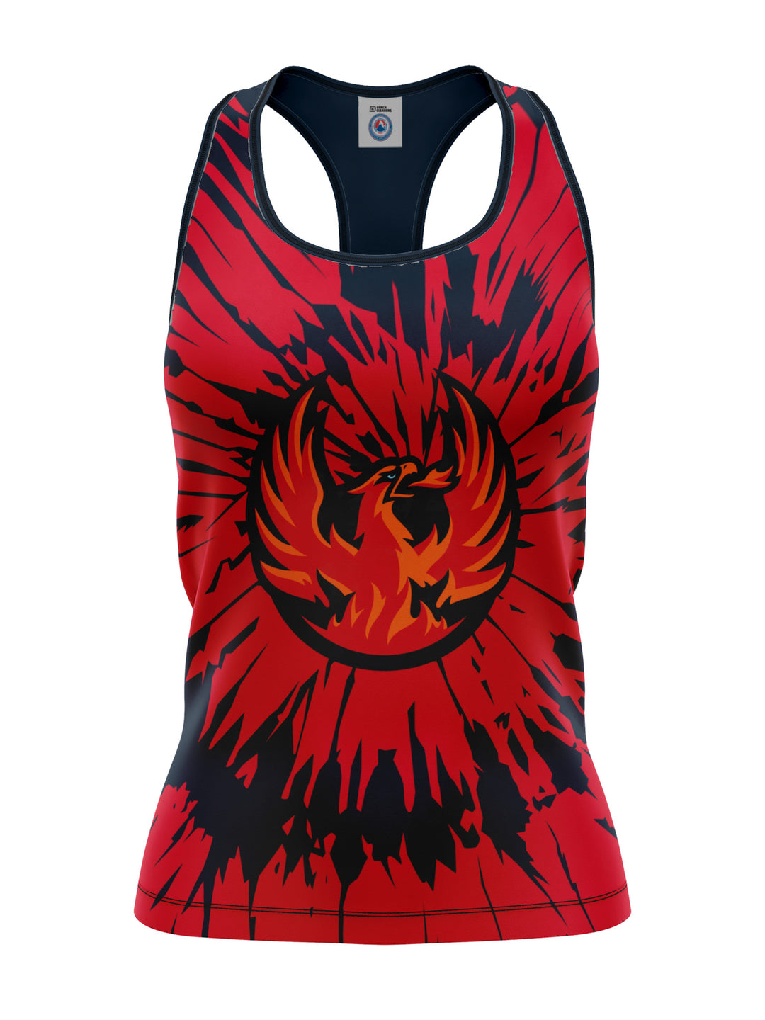 Bench Clearers Coachella Valley Firebirds Tie-Dye Women's Racerback Hockey Tank - 3D FRONT