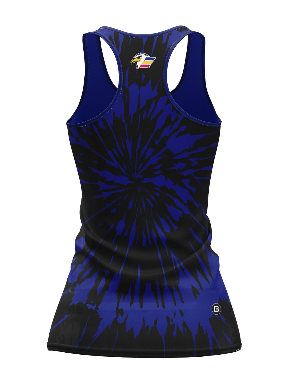 Bench Clearers Colorado Eagles Tie-Dye Women's Racerback Hockey Tank - 3D BACK