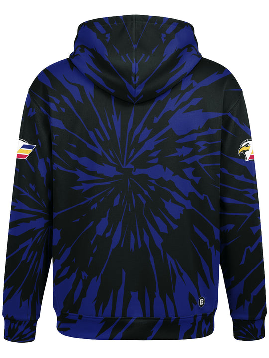 Bench Clearers Colorado Eagles Tie-Dye Youth Hockey Hoodie - 3D BACK