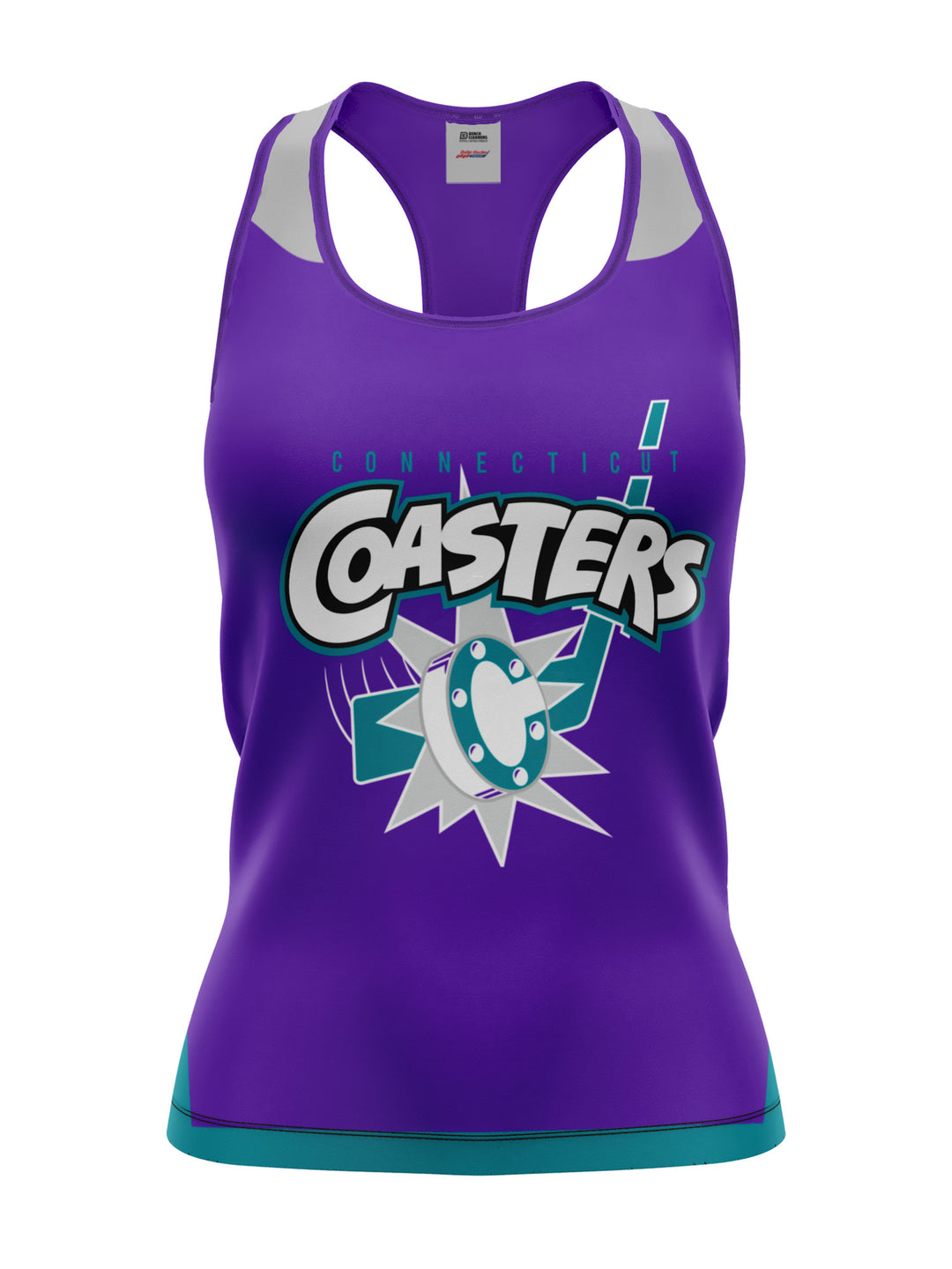 Bench Clearers Connecticut Coasters Women's Racerback Hockey Tank - 3D FRONT
