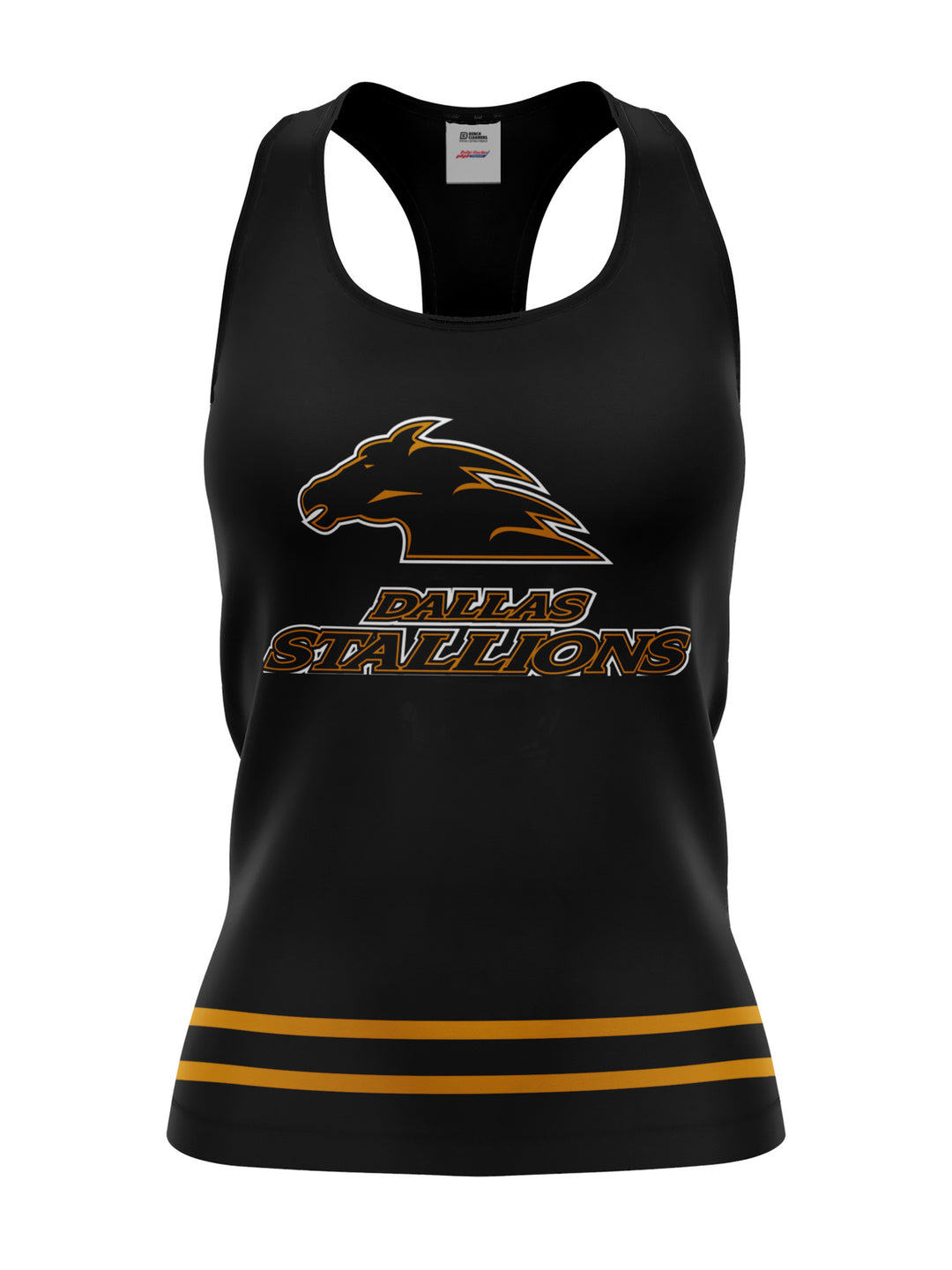 Bench Clearers Dallas Stallions Women's Racerback Hockey Tank - 3D FRONT