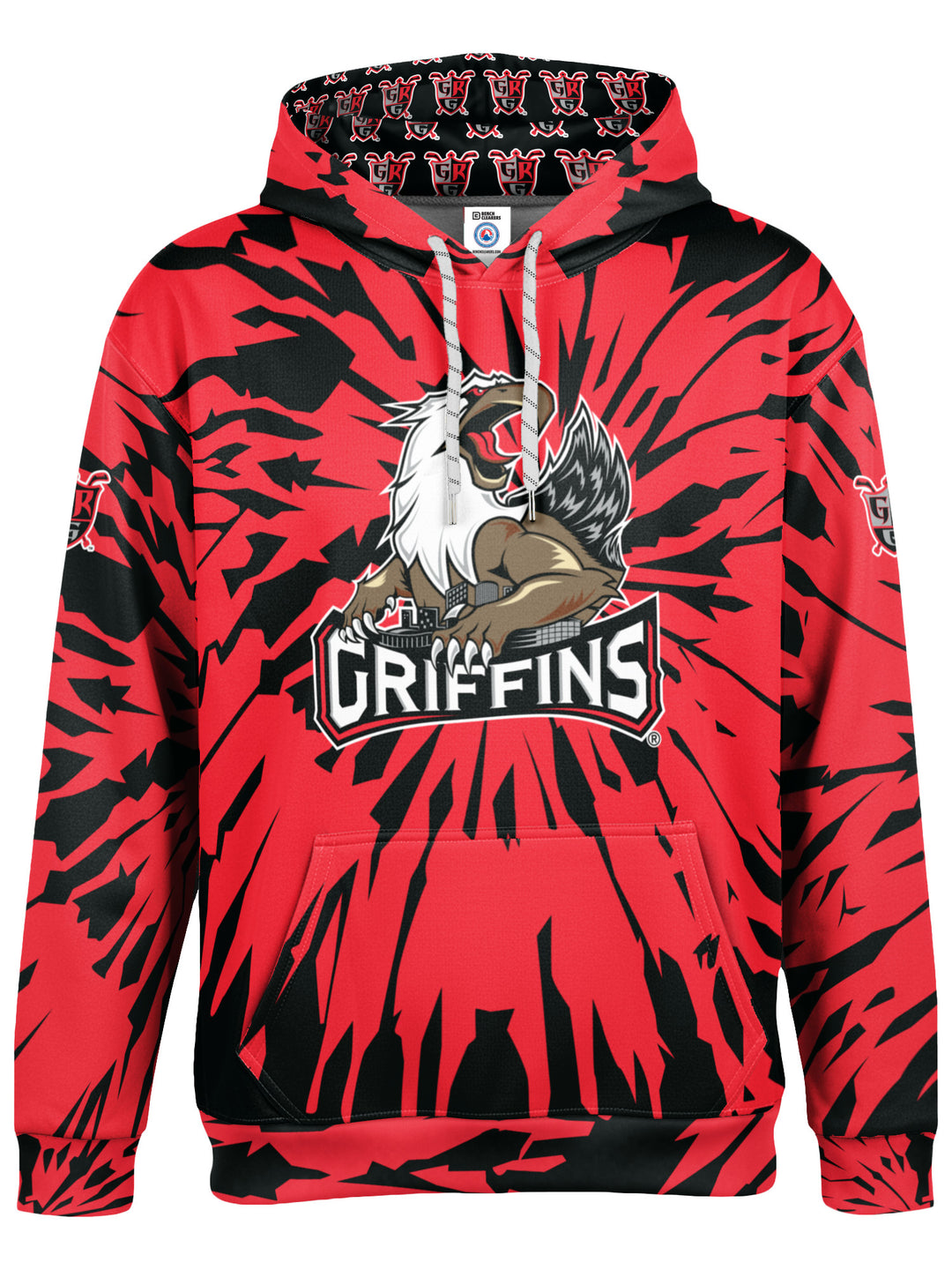 Bench Clearers Grand Rapids Griffins Tie-Dye Hockey Hoodie - 3D FRONT