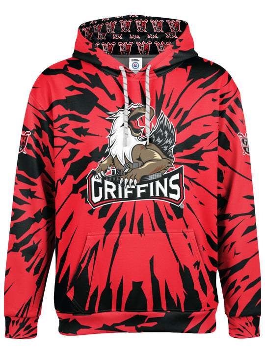 Bench Clearers Grand Rapids Griffins Tie-Dye Hockey Hoodie - 3D FRONT