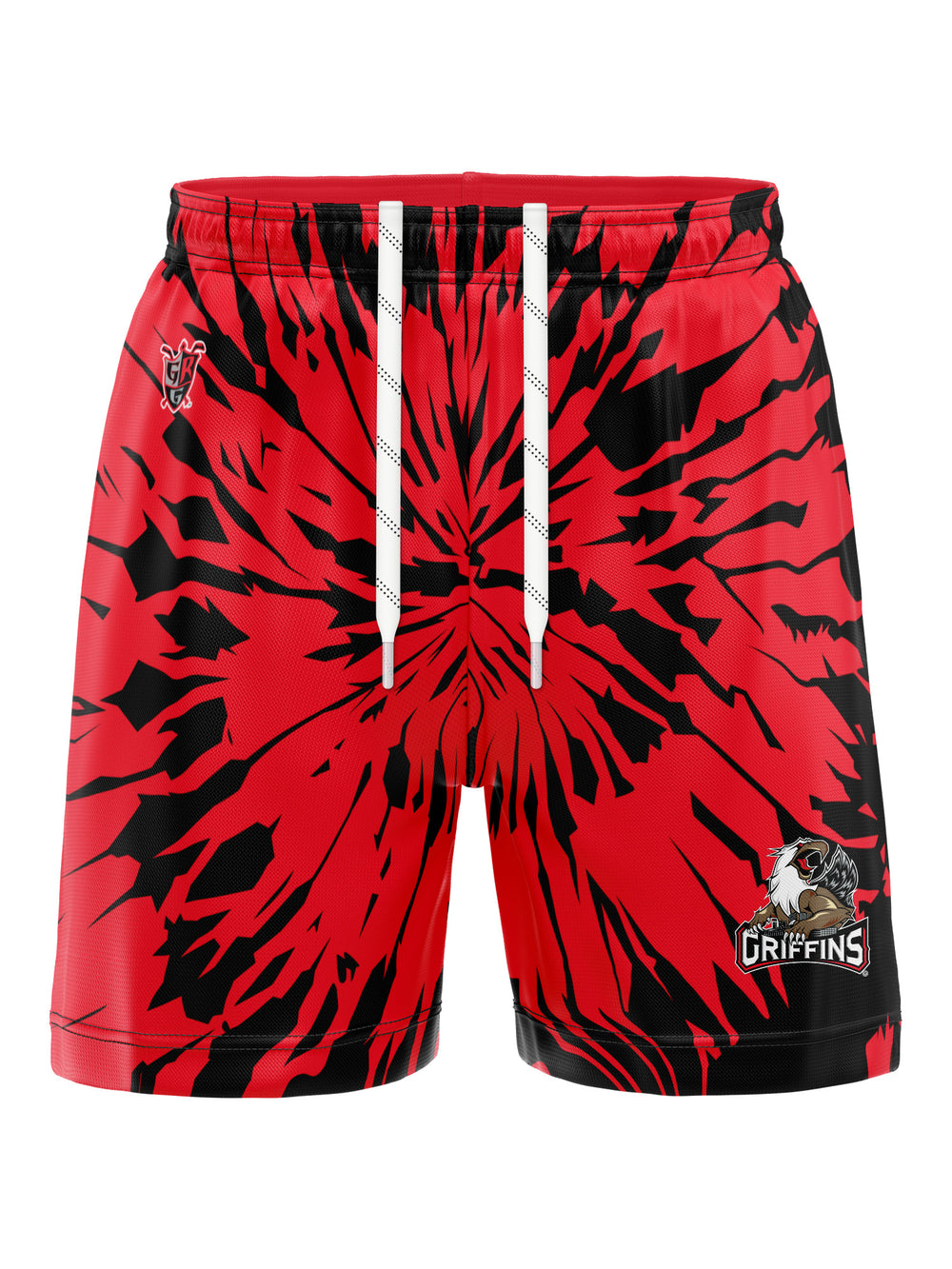 Bench Clearers Grand Rapids Griffins Tie-Dye Hockey Shorts - 3D FRONT