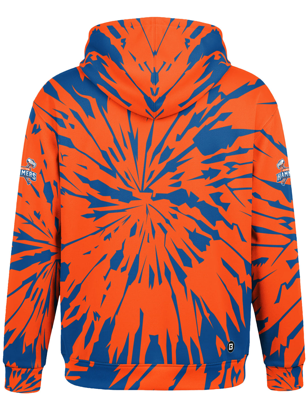 Bench Clearers Hamilton Hammers Tie-Dye Hockey Hoodie - 3D BACK