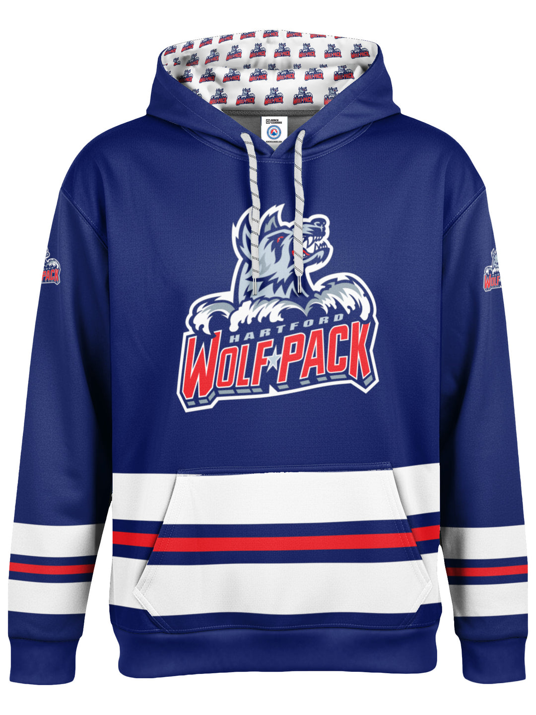 Hartford Wolf Pack Hockey Hoodie Hockey Hoodie BenchClearers XS Blue Polyester