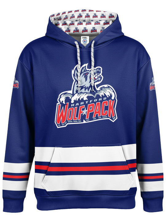 Hartford Wolf Pack Hockey Hoodie Hockey Hoodie BenchClearers XS Blue Polyester