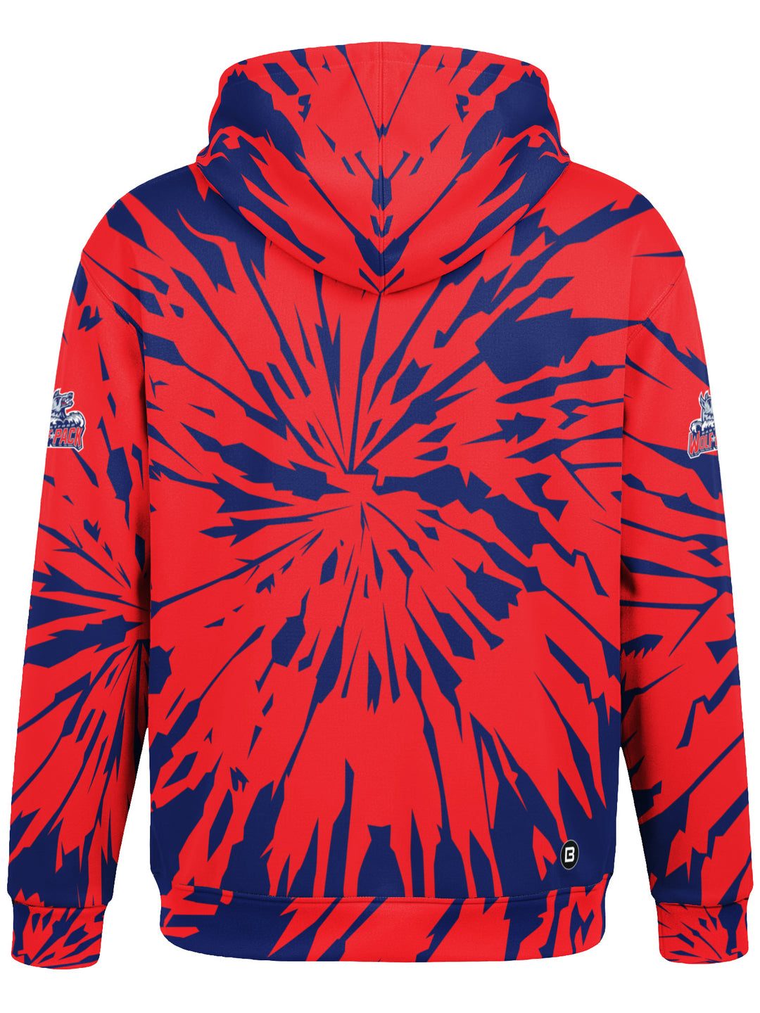 Bench Clearers Hartford Wolf Pack Tie-Dye Hockey Hoodie - 3D BACK