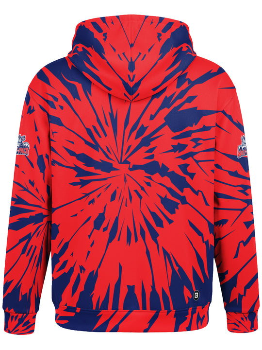 Bench Clearers Hartford Wolf Pack Tie-Dye Hockey Hoodie - 3D BACK