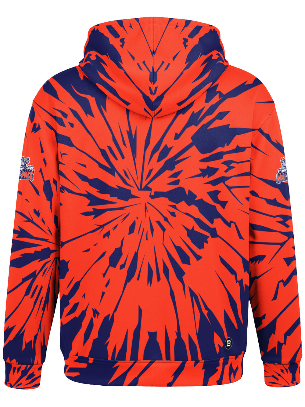 Bench Clearers Hartford Wolf Pack Tie-Dye Hockey Hoodie - 3D BACK