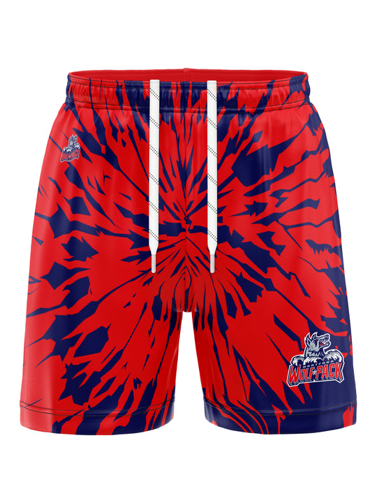 Bench Clearers Hartford Wolf Pack Tie-Dye Hockey Shorts - 3D FRONT