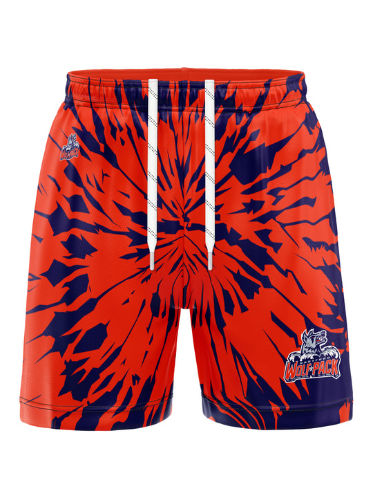 Bench Clearers Hartford Wolf Pack Tie-Dye Hockey Shorts - 3D FRONT