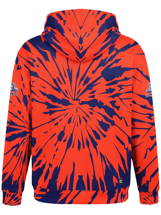 Bench Clearers Hartford Wolf Pack Tie-Dye Youth Hockey Hoodie - 3D BACK