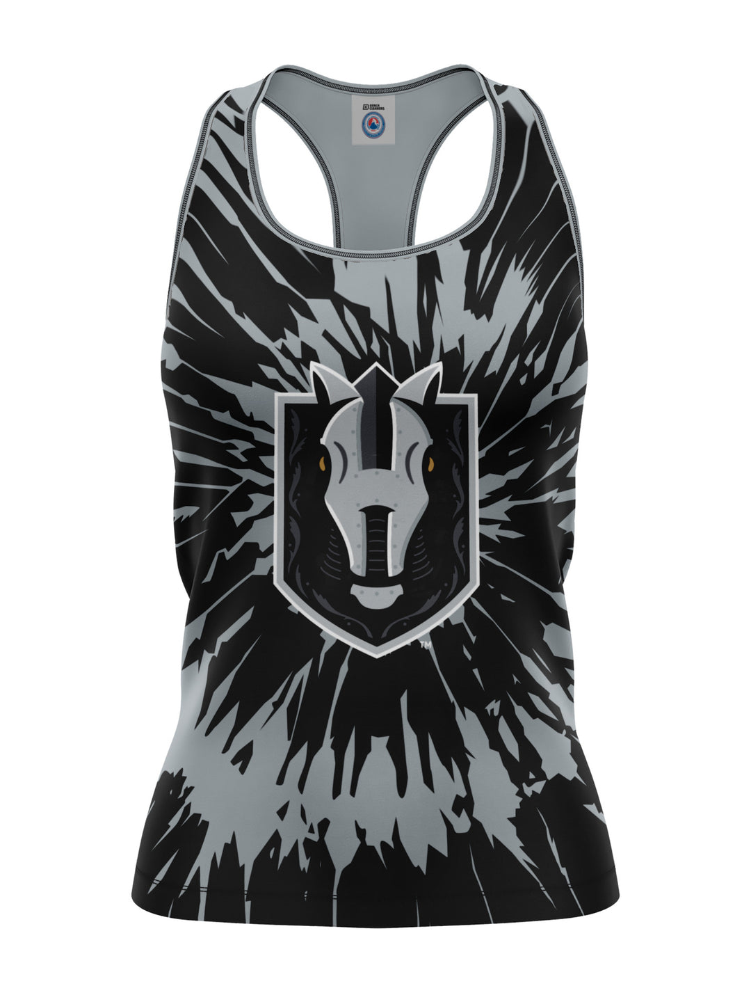 Bench Clearers Henderson Silver Knights Tie-Dye Women's Racerback Hockey Tank - 3D FRONT
