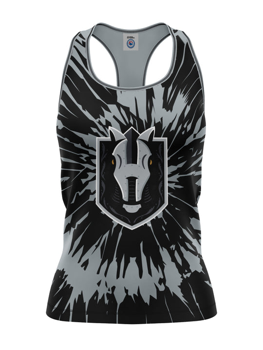 Bench Clearers Henderson Silver Knights Tie-Dye Women's Racerback Hockey Tank - 3D FRONT