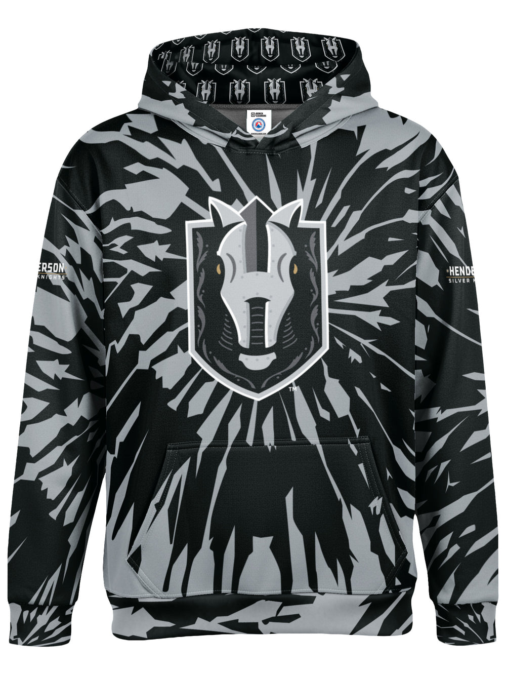 Bench Clearers Henderson Silver Knights Tie-Dye Youth Hockey Hoodie - 3D FRONT