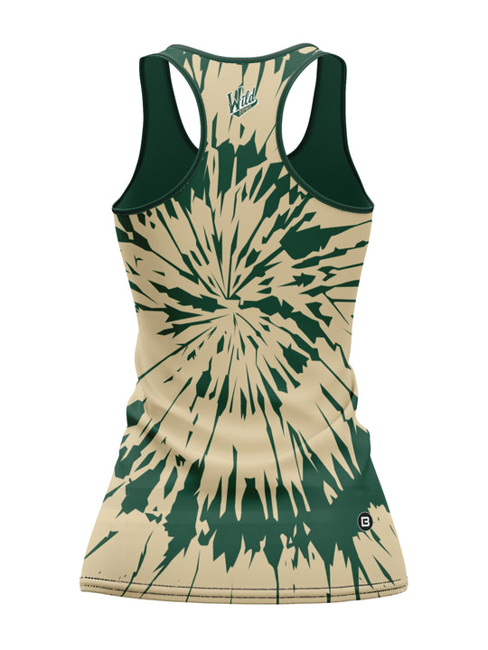 Bench Clearers Iowa Wild Tie-Dye Women's Racerback Hockey Tank - 3D BACK