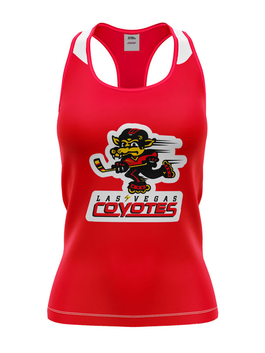 Bench Clearers Las Vegas Coyotes Women's Racerback Hockey Tank - 3D FRONT