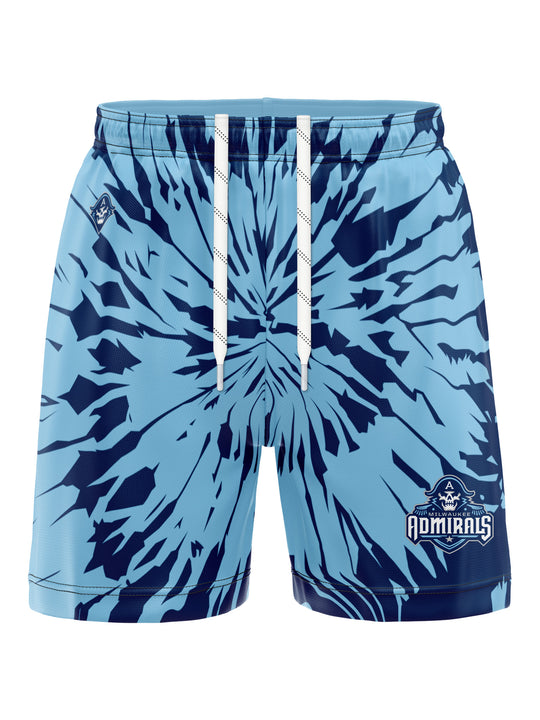 Bench Clearers Milwaukee Admirals Tie-Dye Hockey Shorts - 3D FRONT