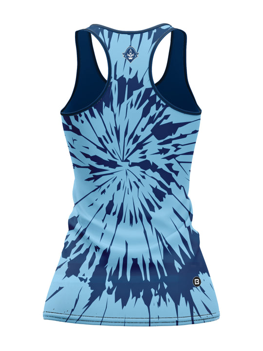 Bench Clearers Milwaukee Admirals Tie-Dye Women's Racerback Hockey Tank - 3D BACK