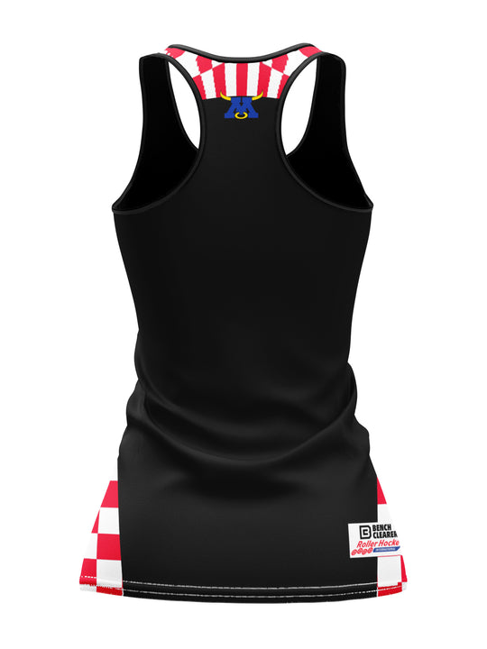 Bench Clearers Minnesota Blue Ox Women's Racerback Hockey Tank - 3D BACK